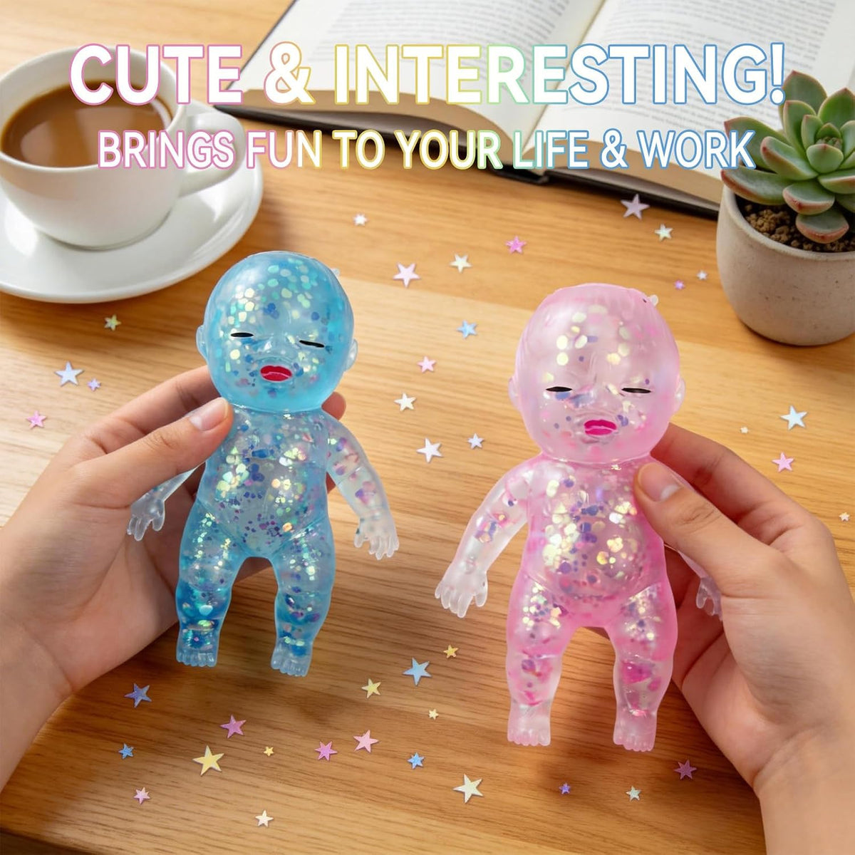 3PCS Squishies Glittery, Slow Rising Squishies, Desk Decor & Anxiety Relief