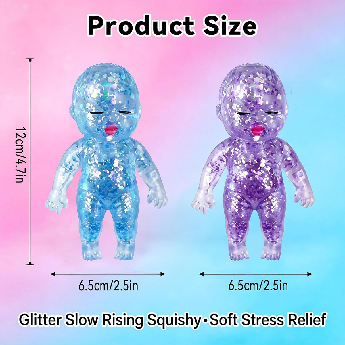 3PCS Squishies Glittery, Slow Rising Squishies, Desk Decor & Anxiety Relief