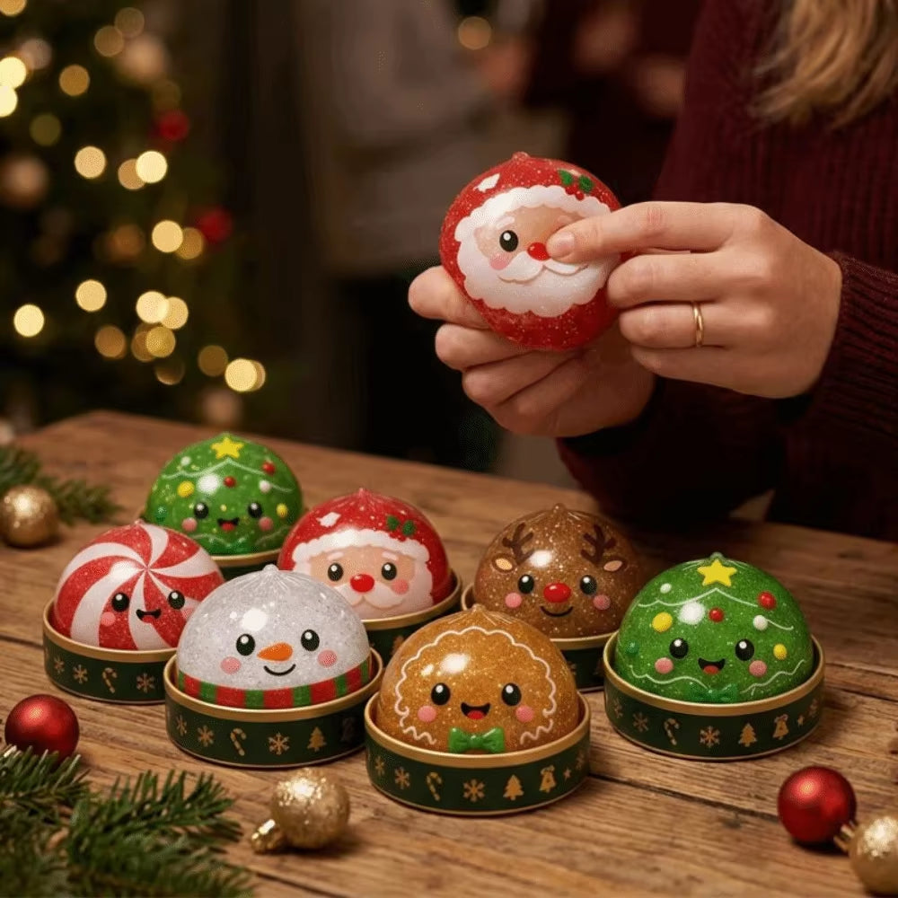 Soft Texture Christmas Stress Squeeze Glitter Ball Slow Rise Cute Baozi Squishy Comfortable TPR Christmas Party Favors