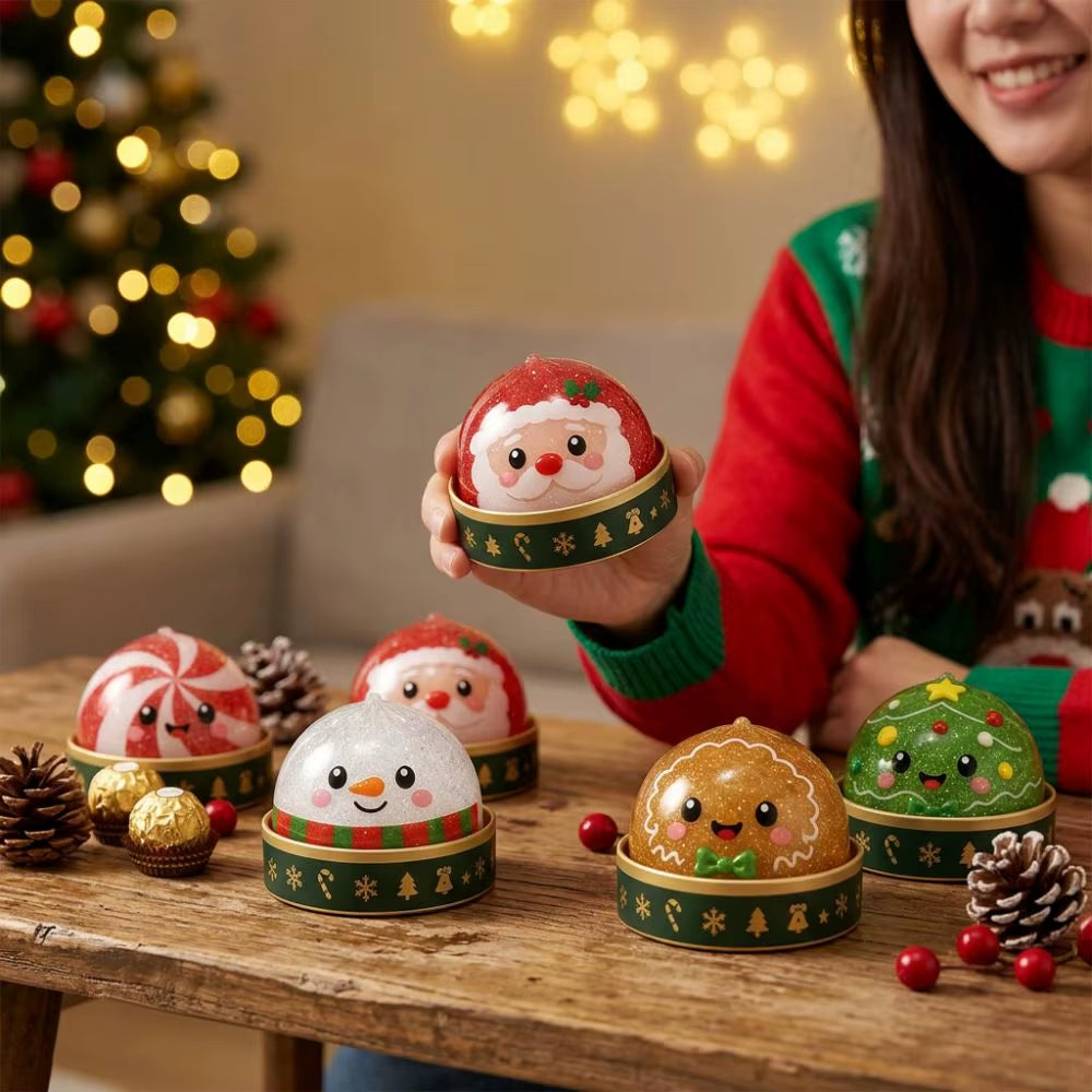 Soft Texture Christmas Stress Squeeze Glitter Ball Slow Rise Cute Baozi Squishy Comfortable TPR Christmas Party Favors
